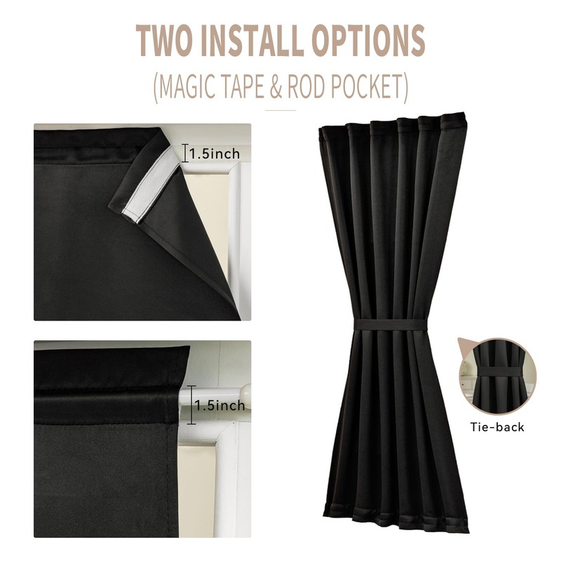 Vatge Front Door Curtains for Glass Window - Blackout Door