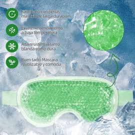 2PCS Máscaras de Hielo para Ojos y Cara, Mascarilla de Gel Facial - Verde