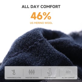 SAMSOX 2-Pair Merino Wool Hiking Socks, Total Eclipse L (Sierra)