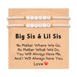 Shonyin Sister Gifts from Sister, Big Sister Little Sister Bracelets Set for 2, Big Sister Gifts Christmas Birthday Galentines Valentine's Day Gift for Big Sis Lil Sis