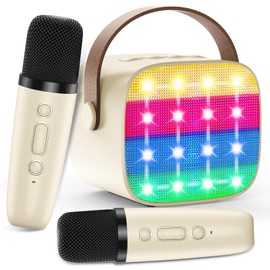 Karaoke Machines for Kids Adults, Mini Portable Bluetooth Speaker with 2 Wireless Microphones, Portable Kids Toys Christmas Birthday Gifts for Girls Ages 4, 5, 6, 7, 8, 9, 10, 12 +Year Old Home Party