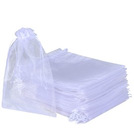 SOMFIUI Pack of 50 Organza Bags, White, 20 x 30 cm, Organza Bags, Sack Bags, Gift Jewellery Bags (50 Pieces, White, 20 x 30 cm)