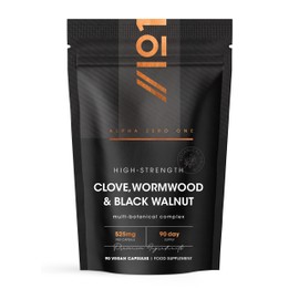 Clove, Wormwood & Green Black Walnut Hull 525mg – 90 Vegan Capsules – High Strength Multi-Botanical Complex Supplement – Resealable and Recyclable Pouch by Alpha01