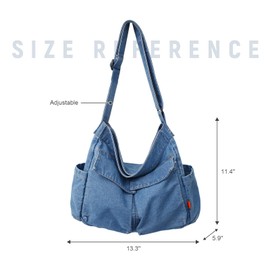 LUI SUI Women Canvas Shoulder Bag Large Hobo Crossbody Bag Denim Crossbody Bag Canvas Messenger Tote Bag