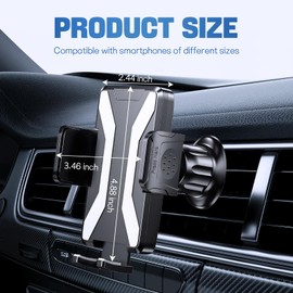 wuyaoyao Phone Mount for Car Vent, 360° Rotation Car Air Vent Cell Phone Holder, Hands Free Adjustable Auto Phone Holder Mount for All Smartphones, Universal Interior Car Accessories (Gray)