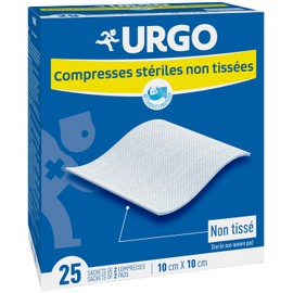 Urgo - Impacchi sterili - Non tessuti - Confezione da 25 bustine da 2 compresse - 10 x 10 cm