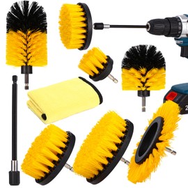 Birshe Brush Cordless Screwdriver, 8 Pieces Brush Attachment, Drill Cleaning Brush for Rims, Cleaning Brush, Cordless Screwdriver, Electric Cleaning Brush, Car Cleaning Set for Kitchen, Car, Bathroom,