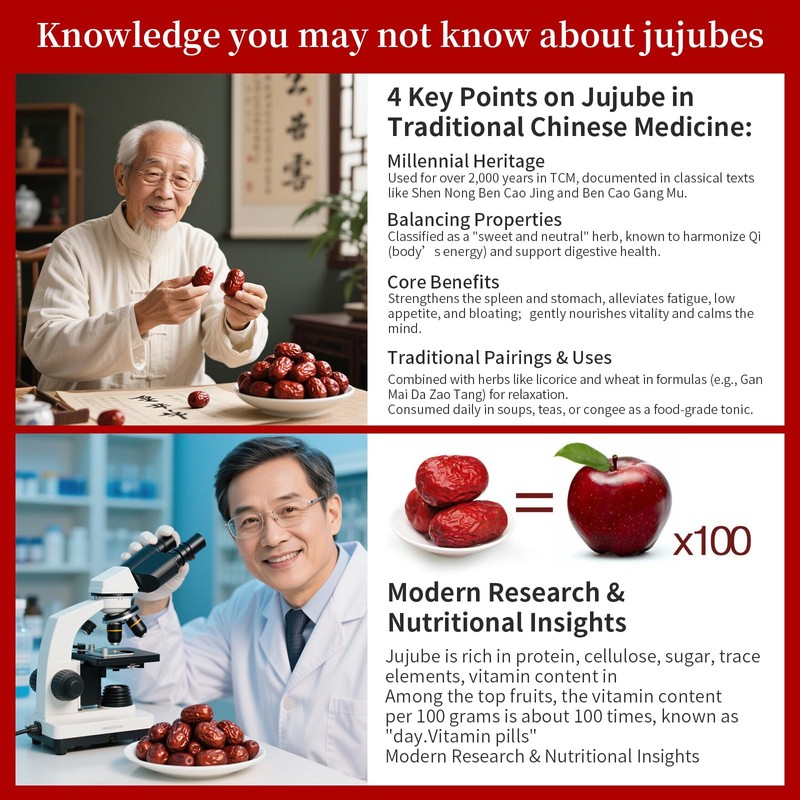 Baihuatang Jujube Dates Red Dates Chinese Red Date 1.1lb/500g Large-size
