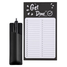 Shopping List Magnetic Fridge and Pen Holder Magnetic Magnetic Notebook Made of PU Leather for Fridge with Organised Daily Planner and Shopping List