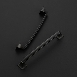 Ravinte 5 Pack Solid 6-1/4 Inch Square Foot Cabinet Arch Pull Kitchen Cabinet Handles Matte Black Cabinet Pulls Black Drawer Pulls Kitchen Cabinet Hardware Handles for Cabinets Cupboard Handles