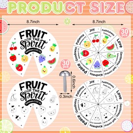 Spiareal 30 Set Fruit of The Spirit Coloring Wheel Religious Crafts for Kids DIY Sunday School Crafts with Silver Fasteners Color Your Own Art Wheel Kit for Christian Bible Celebrate Activity
