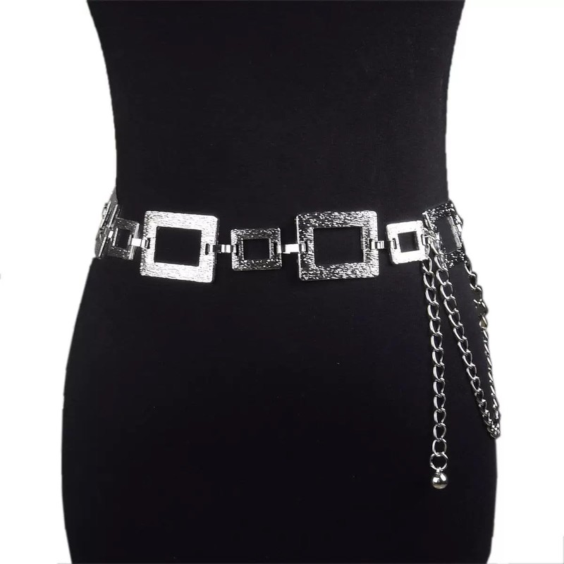 Silver Boho Chain Belt for Women Adjustable Waist Body Layering
