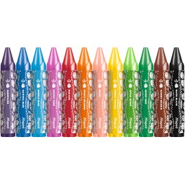 Maped - Maxi Wax Crayons Jungle Fever Jumbo Children's Wax Crayons - Wax Crayons for Babies from 1 Year - Triangular Shape - First Jumbo Crayon - Cardboard Box of 12 Jumbo Wax Crayons