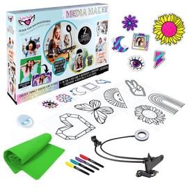 Fashion Angels Media Maker Video Creator Super Set - Clamp-On Gooseneck Light and Phone Holder, Cell Phone Ring Light, 10 Wall Decals, 4 Permanent Markers, Green Screen - Ages 8 and Up