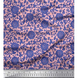 Soimoi Cotton Canvas Fabric Leaves & Floral Artistic Decor Fabric Printed metre 42 Inch Wide