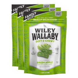 Wiley Wallaby Licorice 24 Ounce Classic Gourmet Soft & Chewy Australian Green Apple Licorice Candy Twists, 3 Pack