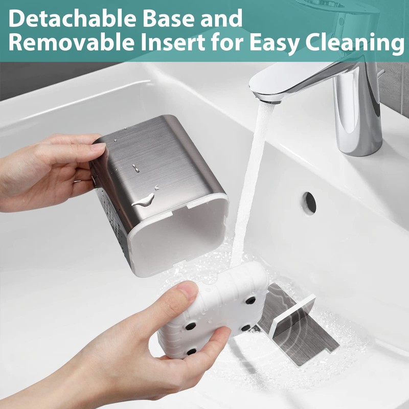 Boperzi Toothbrush Holder Toothpaste Organizer Drainage for Bathroom Vanity, Detachable