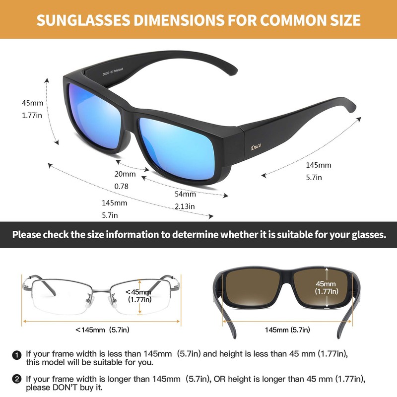 DUCO POLARISED OVERGLASSES Wraparound Fit Over Glasses for Myopia 8956