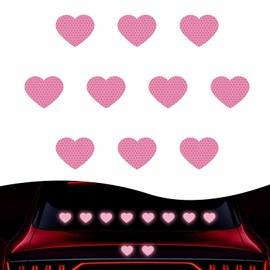 Dogary 10 PCS Heart Decals for Cars, High Strength Reflective Anti-Scratch Stickers, Waterproof Sticker on Rainy Days Accessories, Night Safety Warning, Suitable for Most Car Models (Pink)