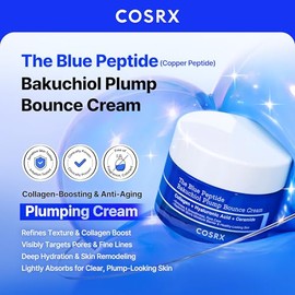 COSRX The Blue Copper Peptide Bakuchiol Cream, GHK-Cu, 5 Multi Peptide Anti-Aging Cream for Face & Body, Lightweight Moisturizer for Plumping Hydration and Skin Elasticity, Korean Skincare, 1.76 oz