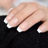 French Tip White Medium Coffin Press On Nails - Glue