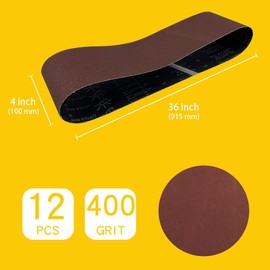 4 x 36 Inch 400 Grit Sanding Belt | Premium Aluminum Oxide Sanding Belt | Premium Sander Sandpaper – 12 Pack