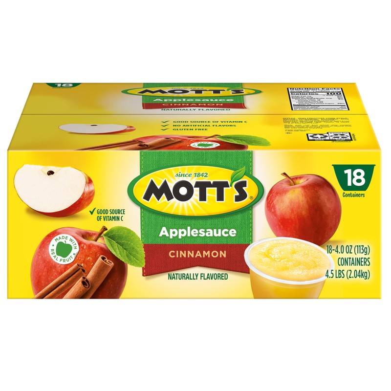 Mott's Cinnamon Applesauce, 4 Oz Cups, 18 Count, No Artificial