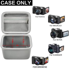 Vlogging Camera Case Compatible with for Duluvulu/for VJIANGER/for JGIPL/for TEBNGIHNM 4K Digital Cameras for Youtube. Vlog Camera Carrying Storage for Lens, Cable and Other Accessories - Grey