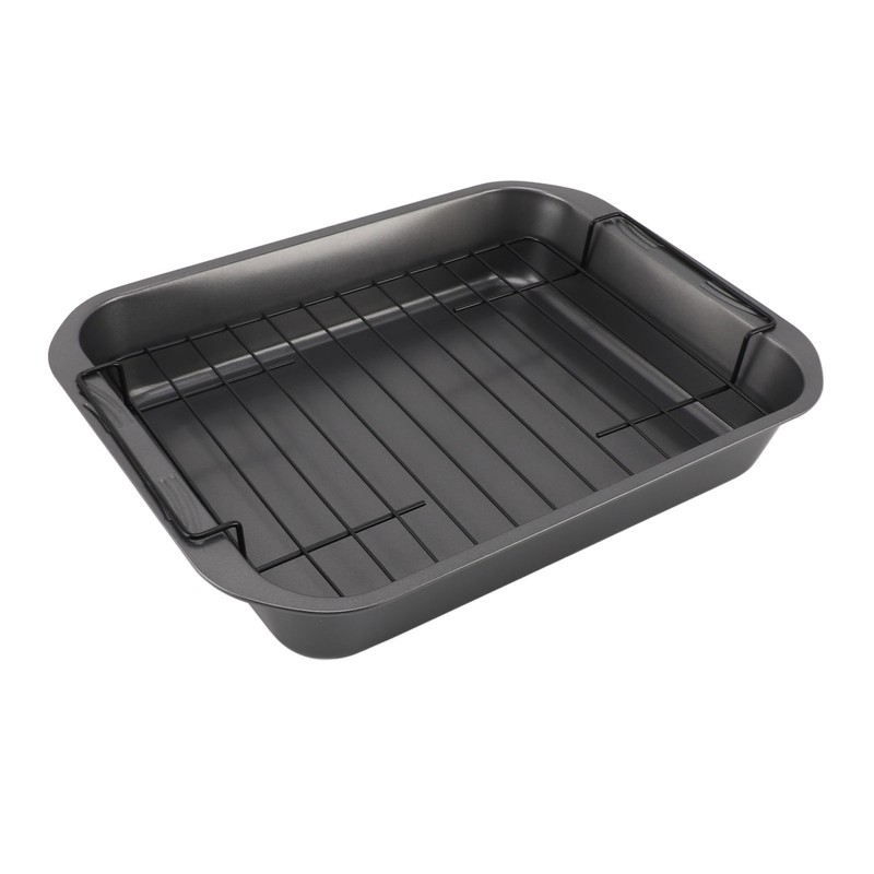 Roast Pan with Rack Rectangle Broiling Pan Carbon Steel Iron