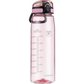 Fanhaw 1L Tritan Water Bottle with Chug Lid - Clear, BPA-Free, Lightweight, Wide Mouth, Leak-Proof, Perfect for Gym, Travel, School, Office, and Sports (Cherry Blossom)