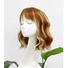 Short Bob Wavy Curly Wigs Ginger Brown Blonde Highlights Wigs