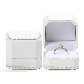 Mini Proposal White Vintage Ring Box,Small Leather Ring Box,Easy to Put in Pocket,Suitable for Proposal Engagement Wedding Ceremony Ring Display Case