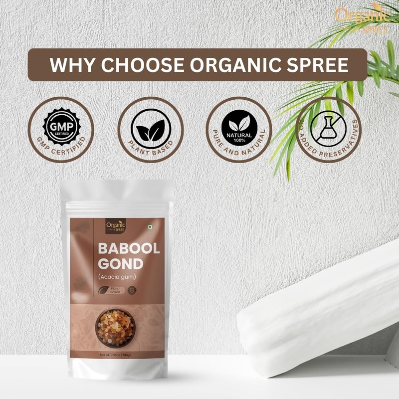 Organic Spree BABOOL GOND 200grams (7.05oz) | Acacia gum |