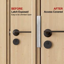 MOSECYOU Door Latch Guard Plate 7” with 1” Offset Cover, Satin Nickel, Outswing Door Security Protector Shield, Heavy Duty Version, Door Knob/Deadbolt Latch Protector Plate (1 Pack)