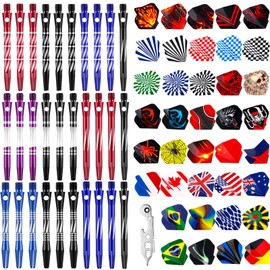 30 Pcs Aluminum Dart Shafts for Steel Tip 50 mm 53 mm Dart Stems Dart Accessories with 30 Rubber Rings 120 Replacement Flights and 1 Dart Wrench for Outdoor Indoor Sports (Regular Color)