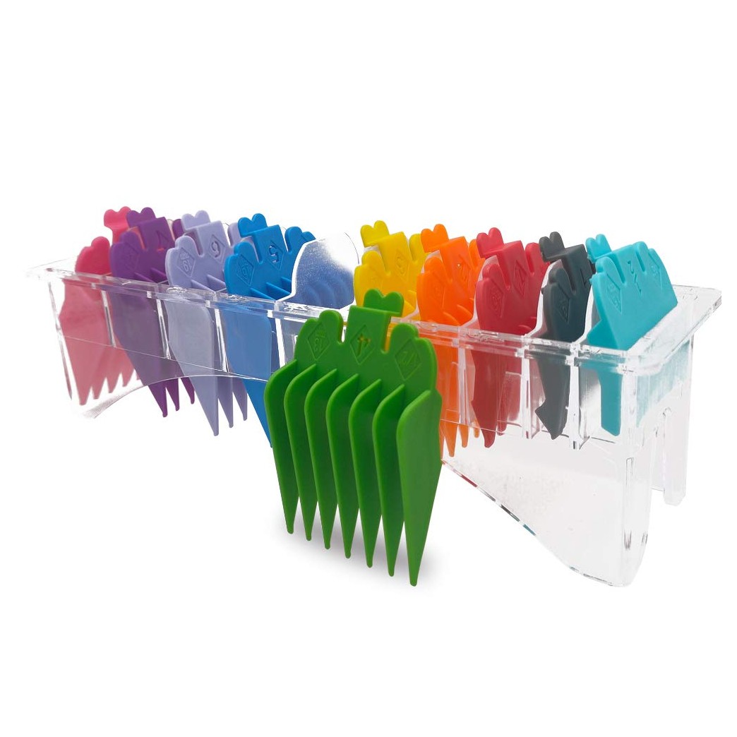 Professional Hair Clipper Guide Combs,Hair Clipper Cutting Guides/Combs #3170-400 -From 1/8inch to 1inch compliable with all Whal Clippers (10 color Rainbow)