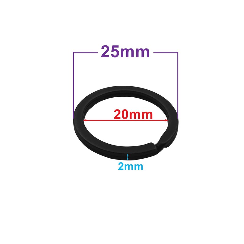 20 Pack Key Ring Keychain 1 Inch 25mm Diameter Metal