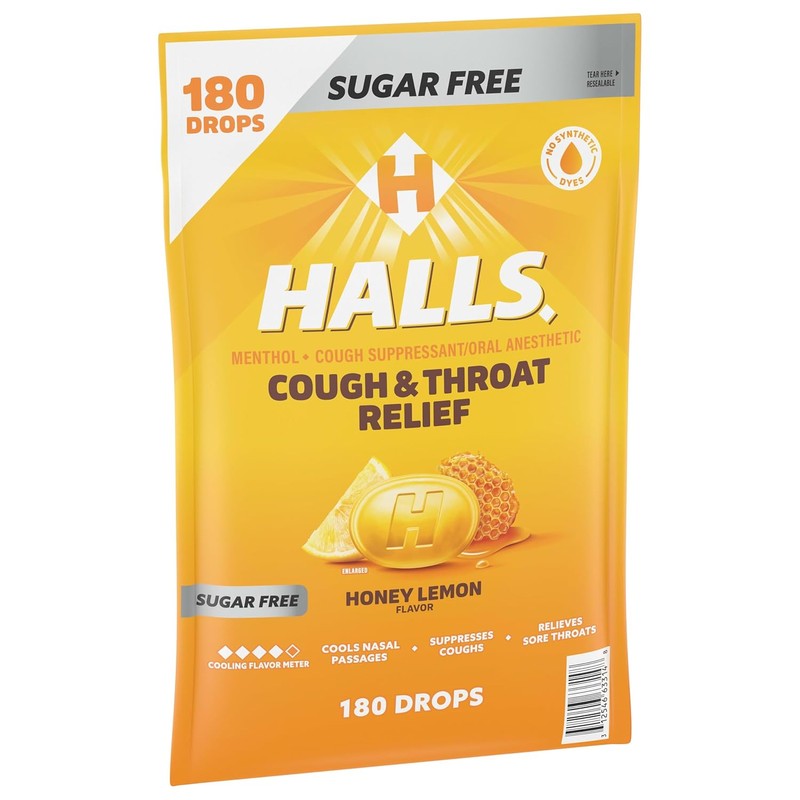 HALLS Relief Honey Lemon Sugar Free Cough Drops, Value Pack,
