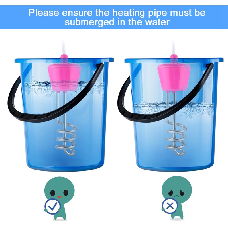 Electric Floating Immersion Water Heater Boiler with Digital Thermometer Pink