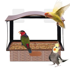 LEKEFETO 1 x Window Feeder for Birds, Metal Window Bird Feeder House with 2 Suction Cups, Large Bird Feeder for Wild Birds (24 x 14 x 10.9 cm)