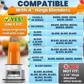 2 Pcs Ninja Cups for Blender 32Oz – Ninja Bullet Replacement Cups with Sip & Seal Lids – Fits BL480/BL450/480D, BN800/751/801/401, Auto IQ Series NN100/101/102, BL910 | SS101/151/401 | Twist-On Design