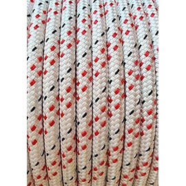 MarineNow Double Braid Polyester Low Stretch Sailing Rope Choose Size/Length/Color (6 mm (1/4"), 160 ft, Red & Black Fleck)