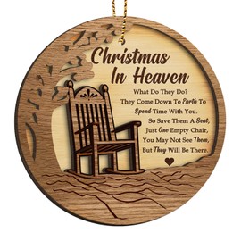 365RUSTIC Memorial Gifts for Loss of Loved One, Memorial Christmas Ornament 2024, Xmas Decoration, Heaven Ornament for Christmas Tree, Chair Wooden Ornament, Chair Ornament