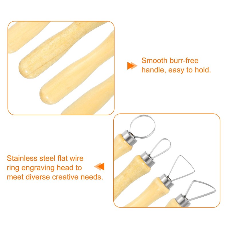 HARFINGTON 10pcs Clay Sculpting Tools Wooden Handle Stainless Steel Head