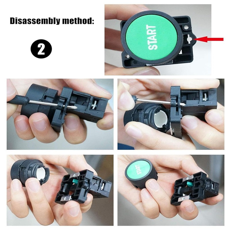 Set of 2 Momentary Push Button Switch Start/Stop Red Green