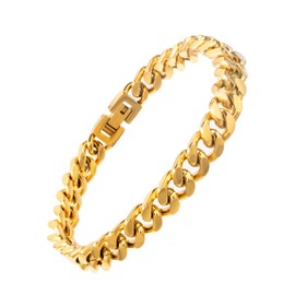 Tuewut Stainless Steel 8mm Cuban Link Bracelet for Men/Women/Boy,Silver/18K Gold Plated 6/6.5/7/8/9 inch Fashion HIP HOP Jewelry Bracelet for Gifts (Gold, 6.5 Inches)