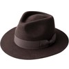 ReqHatter Middle Brim Flat Felt Hat, Center-Fold Fedora, Wide Brim,