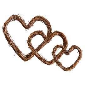 Pamtns Front Door Decoration Pack of 3 Rattan Wreath Heart Willow Wreath Rustic Rattan Heart-Shaped Straw Wreaths Small Natural Decorative Door Wreath Wooden Wreath Wreaths Blanks Heart Shaped Rattan