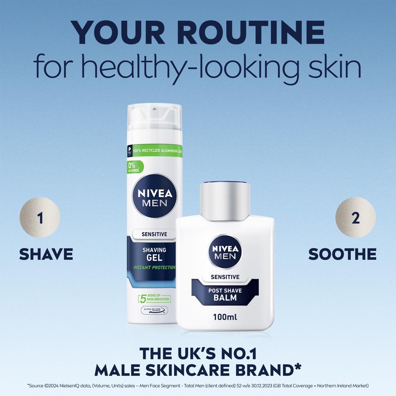NIVEA MEN Sensitive Post Shave Balm (100ml), Formulated for Sensitive