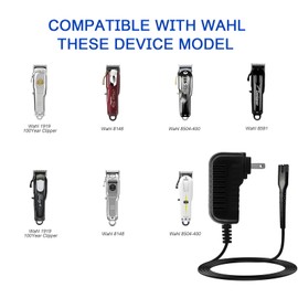 Replacement Charger for Wahl Magic Clip Cordless Clipper – Compatible with Wahl 8164 8591 8148 8504 1919 100 Year Hair Clippers, 4V Power Adapter with 6.6ft Cord